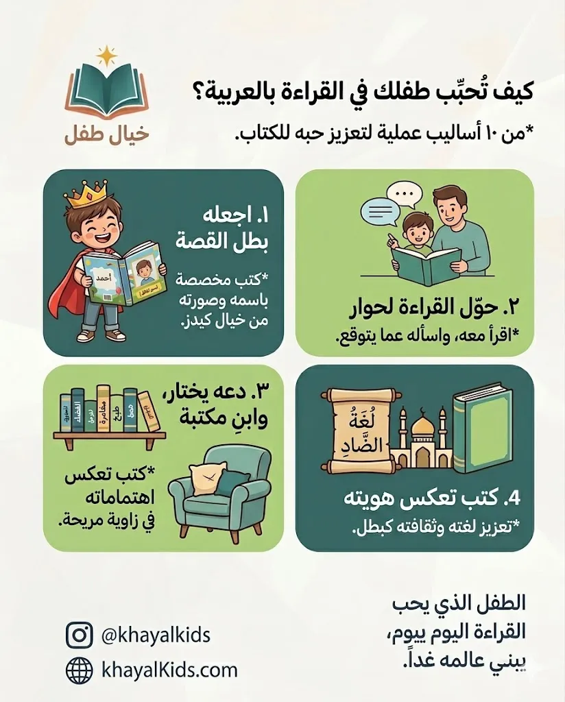 ١٠ طرق فعّالة لتشجيع الأطفال على القراءة بالعربية